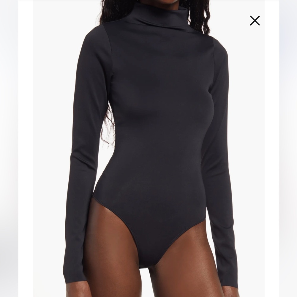 Good American Scuba Neck Longsleeve Black Bodysuit Size: 4